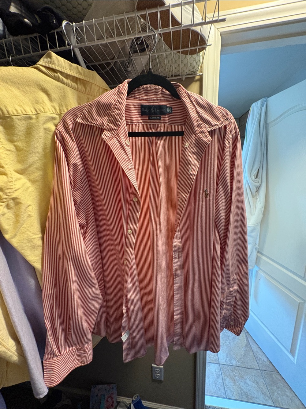Ralph Lauren Red & White Striped Button-Down Shirt